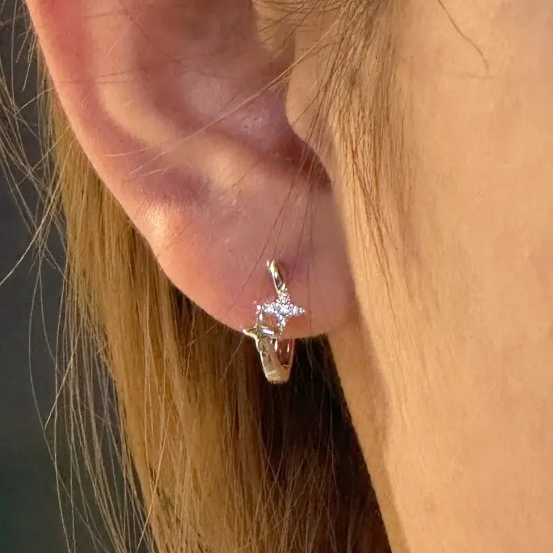 Four Mangs, Stars, Diamonds, Earrings S925 Silver Needles, Trendy Versatile, Fashion Niche Design Sense, Earrings, Stacked Wear, Ear Buckles Earrings Women's Matching Dress
