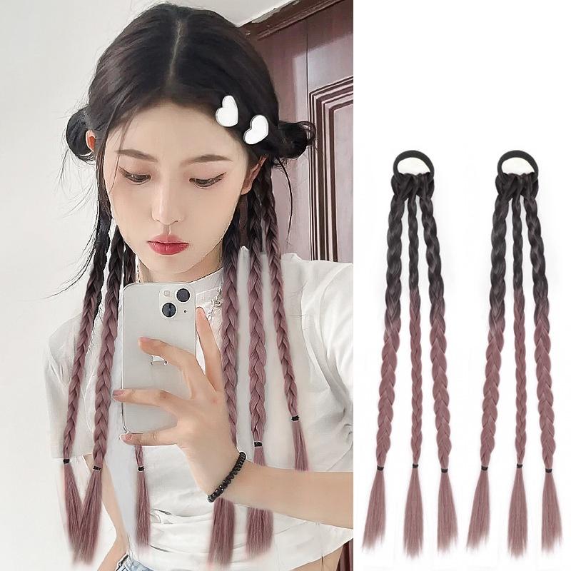 Product Introduction of Y2K Gradient Color Twist Braid Wigs Sweet Cool Girl Dreadlocks Street Boxing Fake Hair Accessories 9