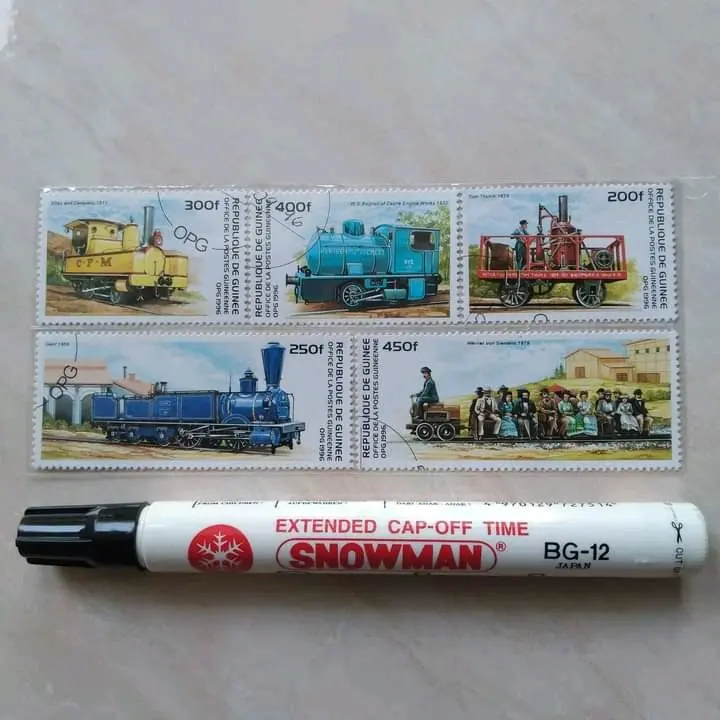 Set 5 Pcs Perangko Guinea Guinee 1996 Seri Train Kereta Api - YN154 4