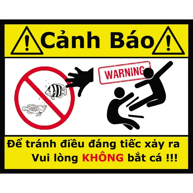 Logo cảnh báo vui nhộn dán bể cá cảnh , có keo sẵn , nhiều mẫu mã 3
