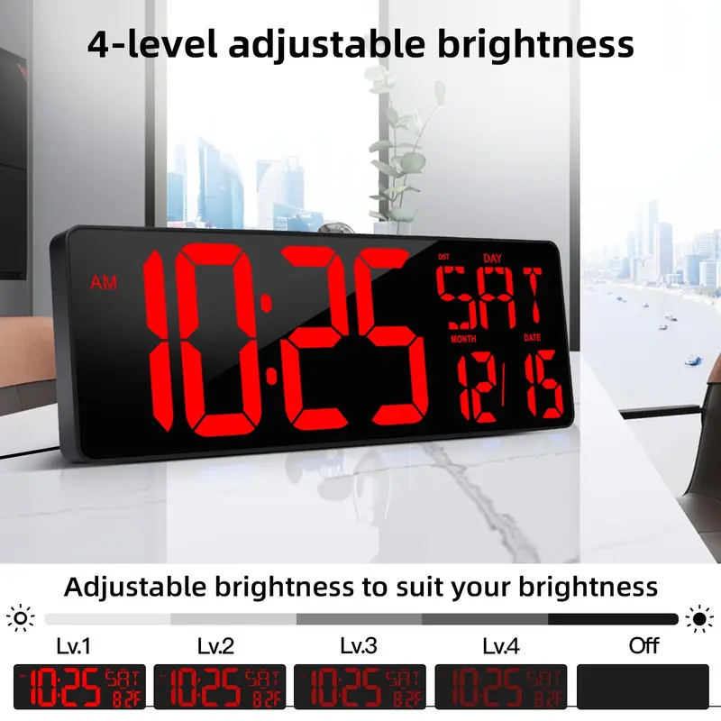 17.2 Inch Large LED Display Digital Wall Clock with Remote Control, Count Up and Countdown Timer, Temperature and Date Auto Switchable Wall Clock, Decor, Living Room, Home Goods 6