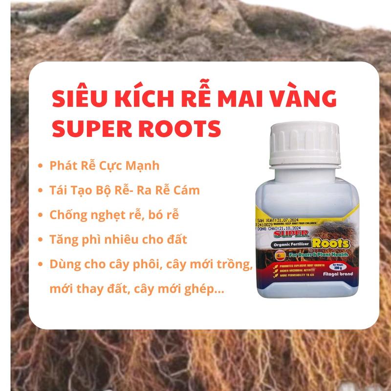 Siêu Kích Rễ Mai Vàng Super Roots Nhập Tây Ban Nha, dùng cho cây mới trồng,  mới thay đất thay chậu,  cây mới ghép chai 200g