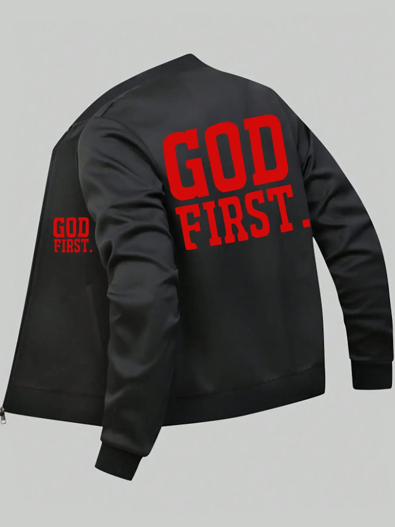 Men's Letter Print Zip Up Longsleeves Jacket, Casual Regular Fit Long Sleeve Baseball Collar Outerwear for Spring & Fall, Fashion Men's Clothes for Daily Wear, Menswear