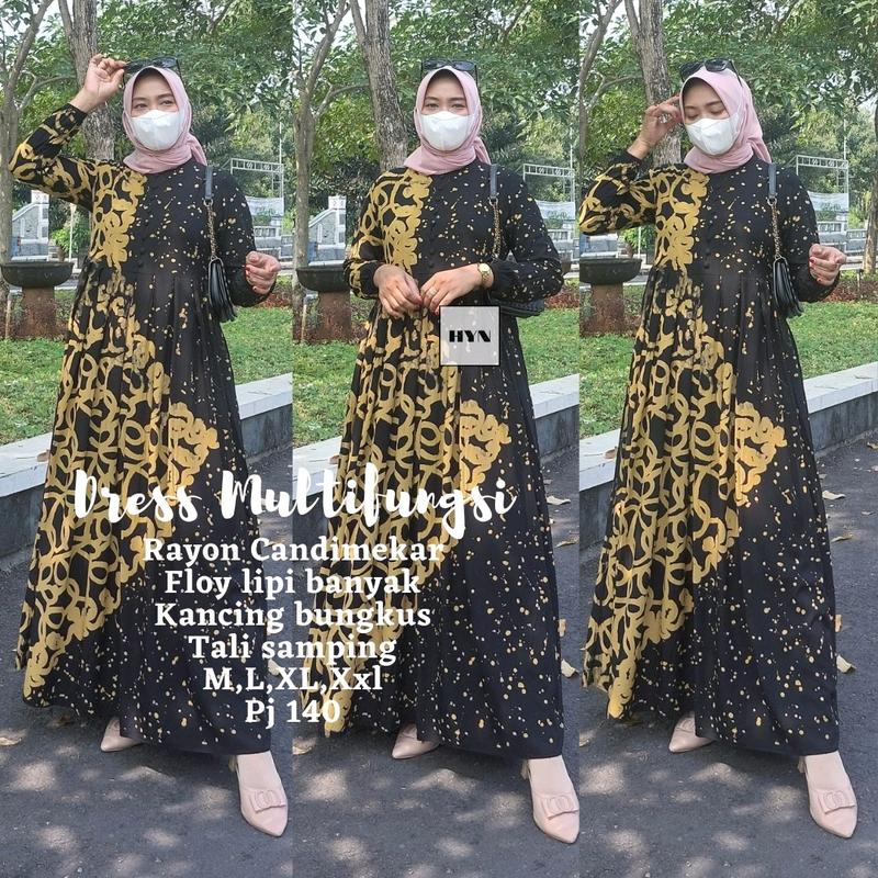 BISA COD GAMIS TWILL RAYON PREMIUM MOTIF TERBARU Bunga Polos Cantik Dress Muslim Kancing Kain Karet 2