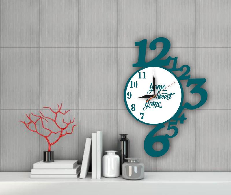 Jam Dinding Ukir Sweet Home Hiasan dingding Ruang tamu/ kamar tidur/Dll Kayu 5