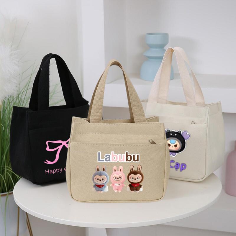Túi đựng hộp cơm túi quai xách vải canvas đựng mỹ phẩm đa năng thiết kế hình in hottrend phong cách Bag Nữ Túi vải canvas có khóa kéo miệng dày dặn in họa tiết dễ thương HAT131