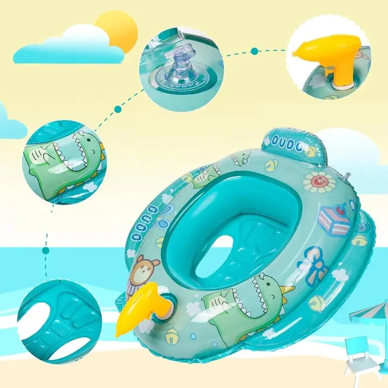 Inflatable Swimming Seat with Build in Water Toy, Inflatable Swimming Ring with Handle, Swimming Circle for Kids, Swimming Accessories for Outdoor Swimming Pool 2