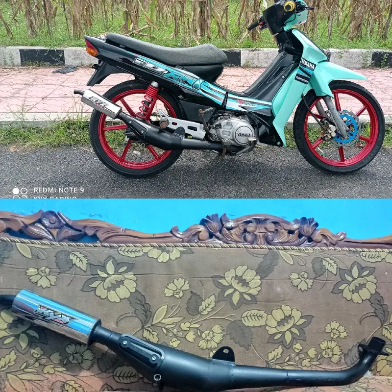 Knalpot Kyx Racing Fis R Force1 type Perut Pitam Tameng Ahm Mesin Motorcycle Logam 1