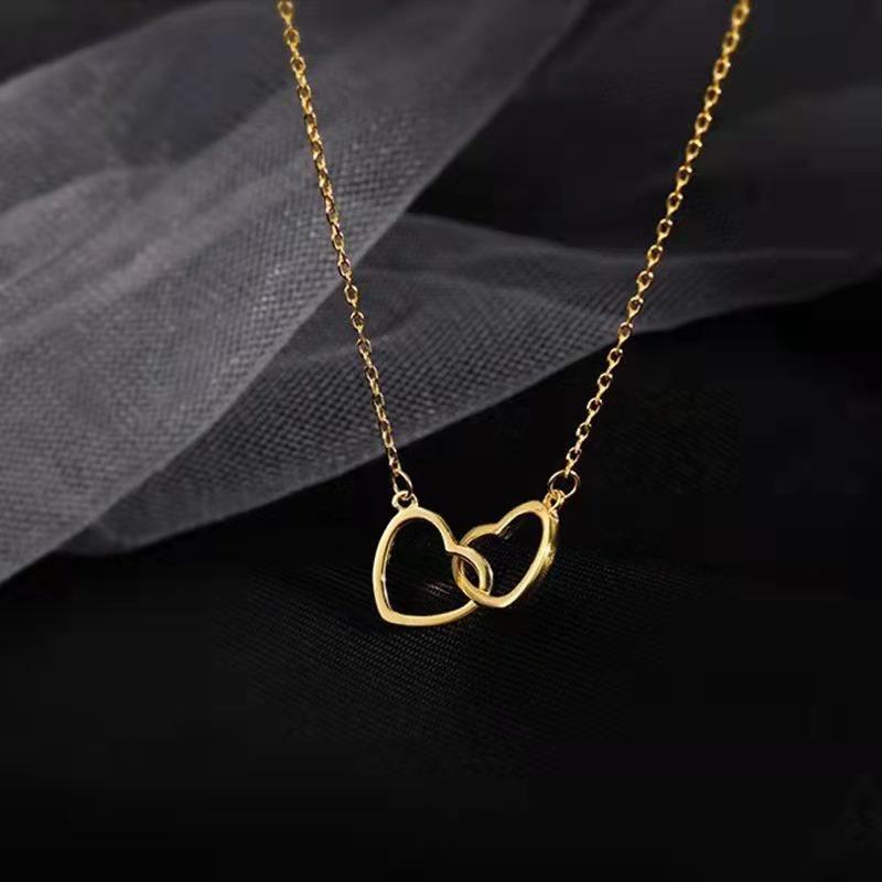 Product Introduction of INS style fashion double love heart chain choker necklace pendant jewelry gift 7