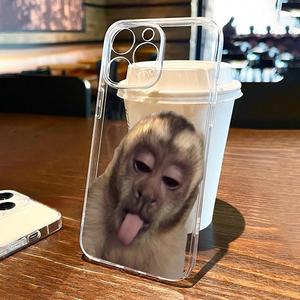 Funda para celular con diseño de mono lindo, funda protectora anticaídas, cubierta para celular completamente protectora y a prueba de golpes para iPhone