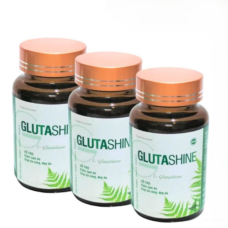 Viên uống trắng da Glutashin hỗ trợ xử lí Nám  cải thiện thâm sạm toàn thân xử lí nám  Glutashine 30 viên, Hỗ Trợ Nâng Cao Đề Kháng,Mờ Nám, Sáng Da vitamine c vitamin