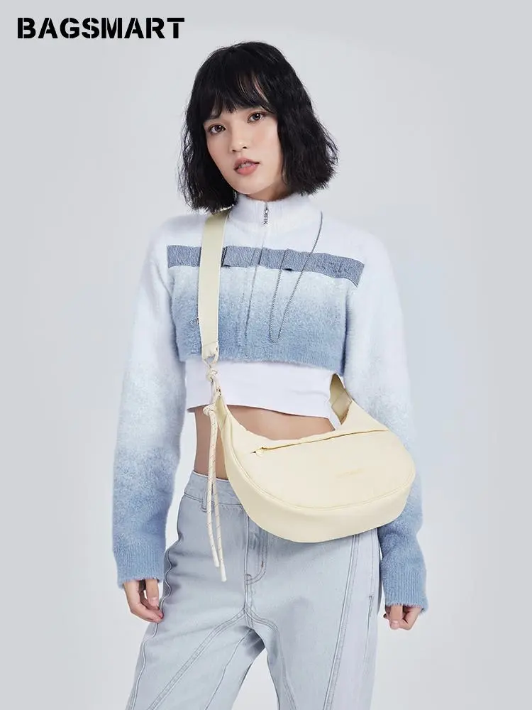 BAGSMART Tas Selempang Tas Bahu Kasual Wanita Tas Dumpling Olahraga Tas Fashion Baru Hitam  tas selempang wanita terbaru,tas selempangan,tas selempang wanita