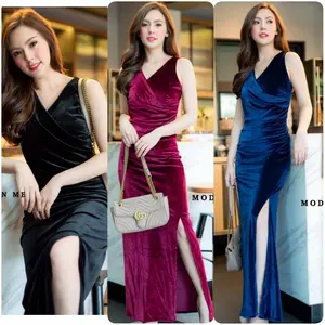 922 Dress Formal Natal Wanita Velvet Mewah Gaun Panjang Long Pesta Simple Party Night Selpi Dress Kondangan Baju LC