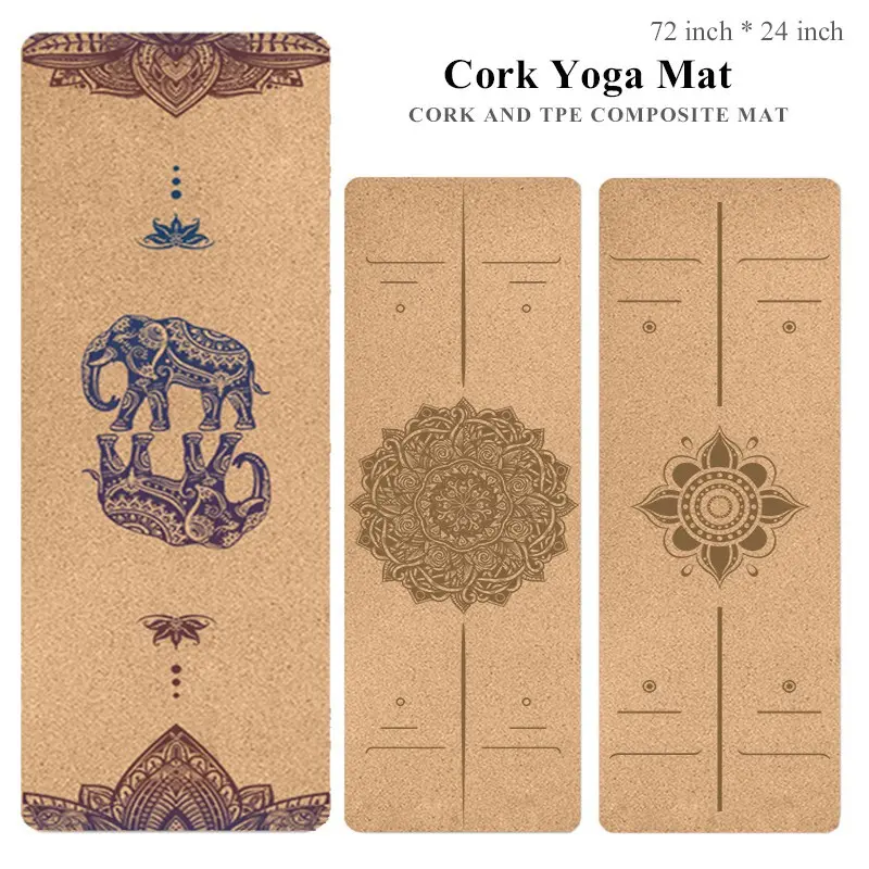 72*24 inch Natural cork TPE yoga mat non-slip Pilates exercise mats fitness gym sports slimming balance training pads