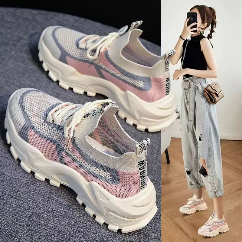 Giày Nữ, Thời Trang Phong Cách Hàn Quốc Mới, Giày Thể Thao Chạy Bộ Daddy, Dễ Phối Đồ, Phong Cách Người Nổi Tiếng Trên Internet, Giày Thường Ngày Nhẹ, Đế Mềm Chống Trượt, Giày Một Lớp