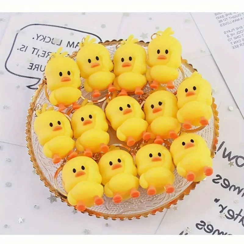 Dancing Yellow Duck Keychain - Creative PVC Doll Charm for Phones & Party Favors 6