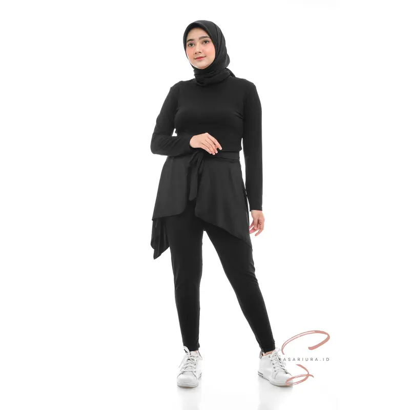 Rok Penutup Pinggul Pinggang Olahraga Rok Tali Aerobik  Zumba  Sport Nyaman Nyaman  Set Pakaian Hitam Muslim 0