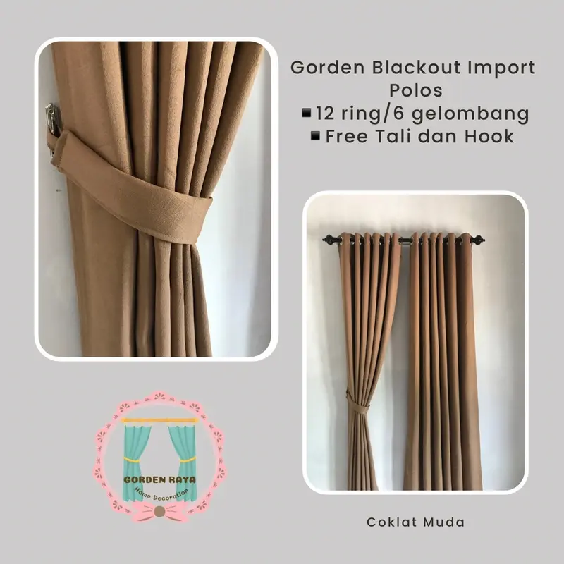 Gorden Blackout Import Polos Super Tebal serat shafron doff 1