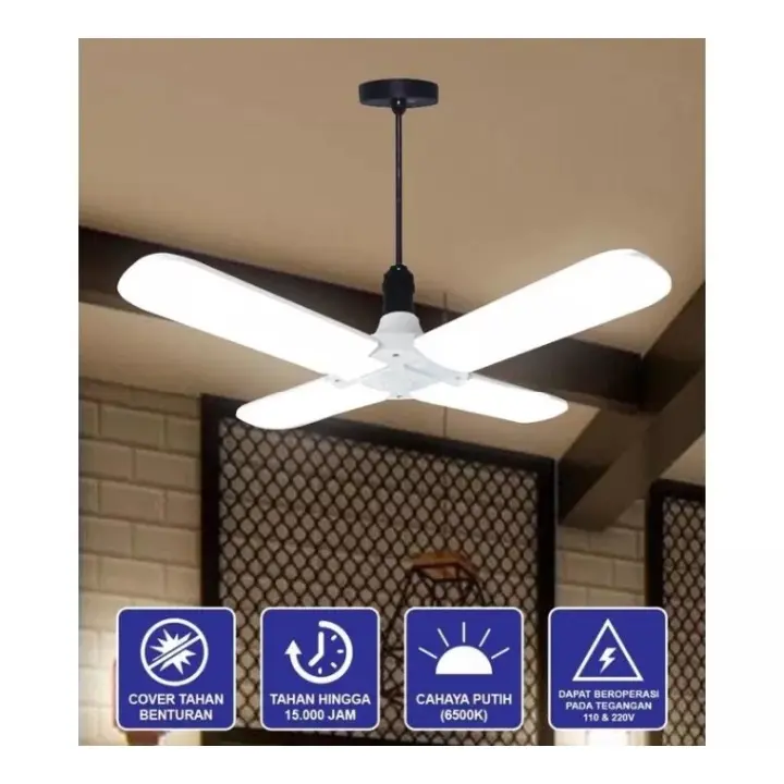 MKC Lampu bohlam led model kipas 80 watt dengan 4 baling sisi lampu 2