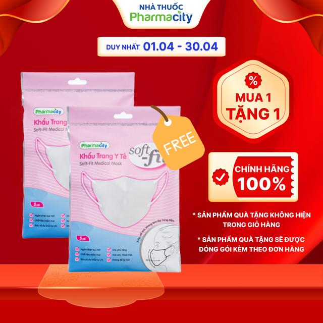 Khẩu trang y tế Pharmacity Soft-fit màu trắng (Gói 5 cái)