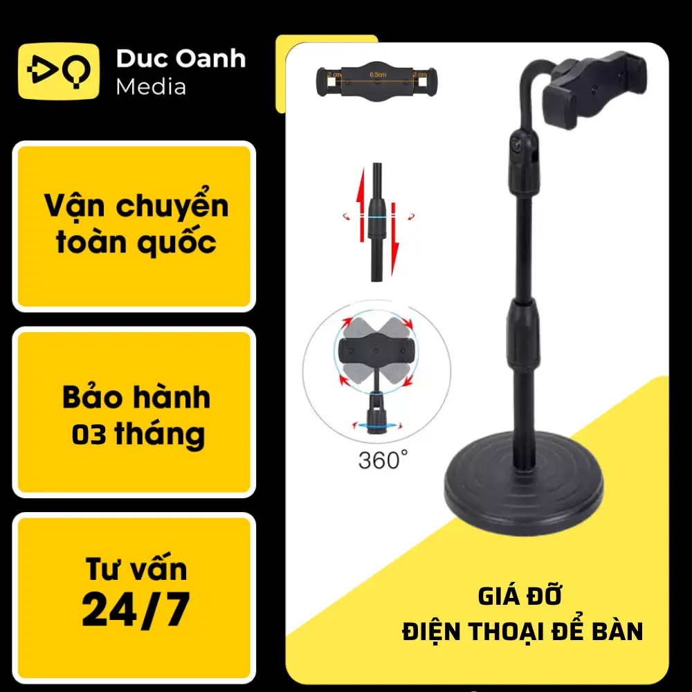 Giá đỡ điện thoại gậy chụp ảnh để bàn xem phim chân đế tròn một kẹp tripod quay hình video