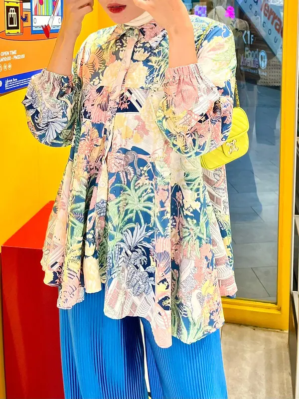 ILTS Kemeja Wanita Oversize Kekinian Bahan Silk Motif Babydoll 2