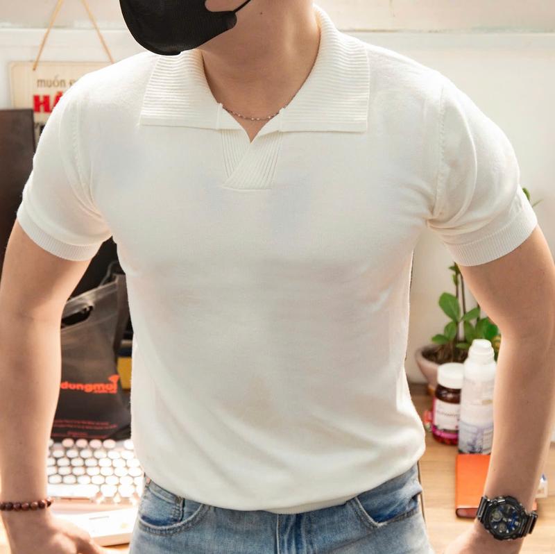 MÃ 16 [ ÁO POLO DỆT KIM TRƠN KHÔNG SỌC LƯNG ]  Áo polo dệt kim cao cấp ( TẶNG VỚ ) Menswear Nam 0