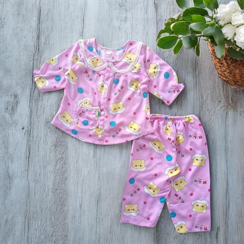 S A L E 19-22Kg set đồ bộ tole bé gái, chất tole 2 da loại 1 mềm mịn mát thấm hút mồ hôi, họa tiết đáng yêu, bộ lanh cho bé gái