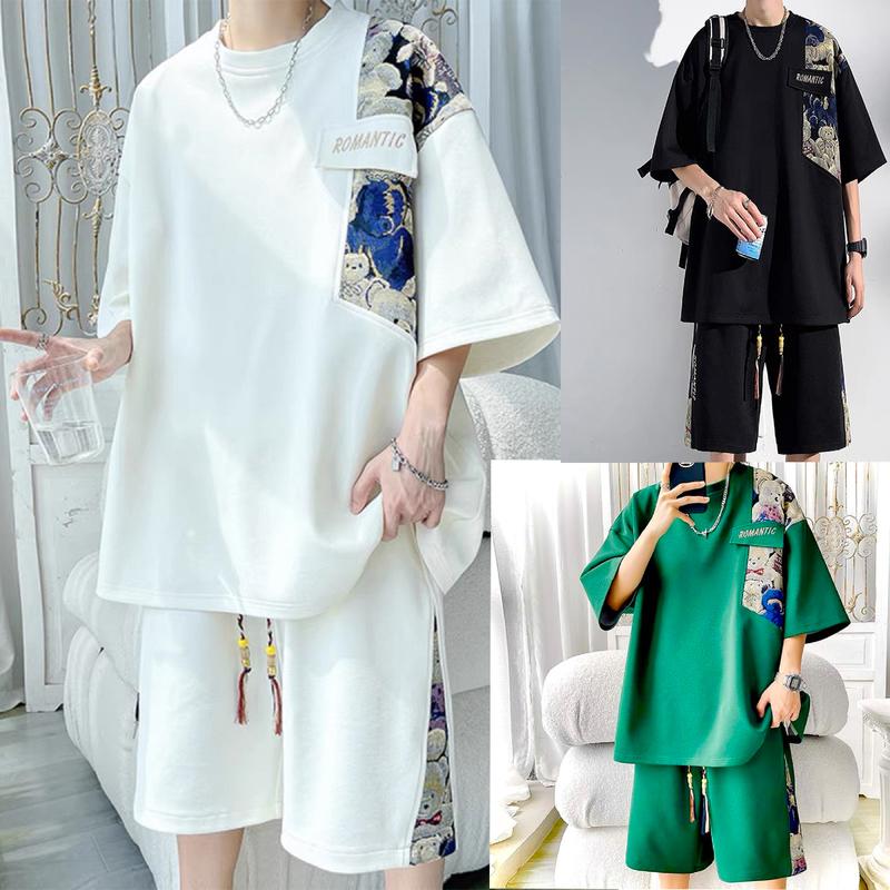 [có Bigsize] Bộ đồ Unisex nam nữ Cotton tổ ong,quần đùi áo cộc tay.  Xanh Menswear Top Mã phối hình Gấu ROMANTIC  ĐEN TRẮNG