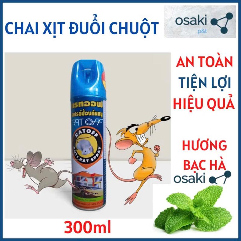 Chai Xịt Đuổi Chuột RAT OFF ANTI RAT SPRAY Dung Tích 300ml Hương Bạc Hà Hàng Nhập Khẩu Thái Lan