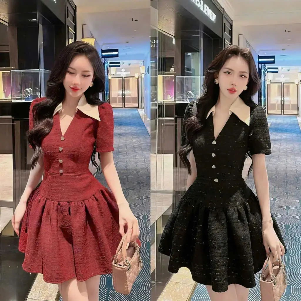 Đầm Dạ Dự Tiệc Phối Cổ Sơ Mi Sang Trọng Bigsize (58-90kg) Linhh Nguyen Bigsize