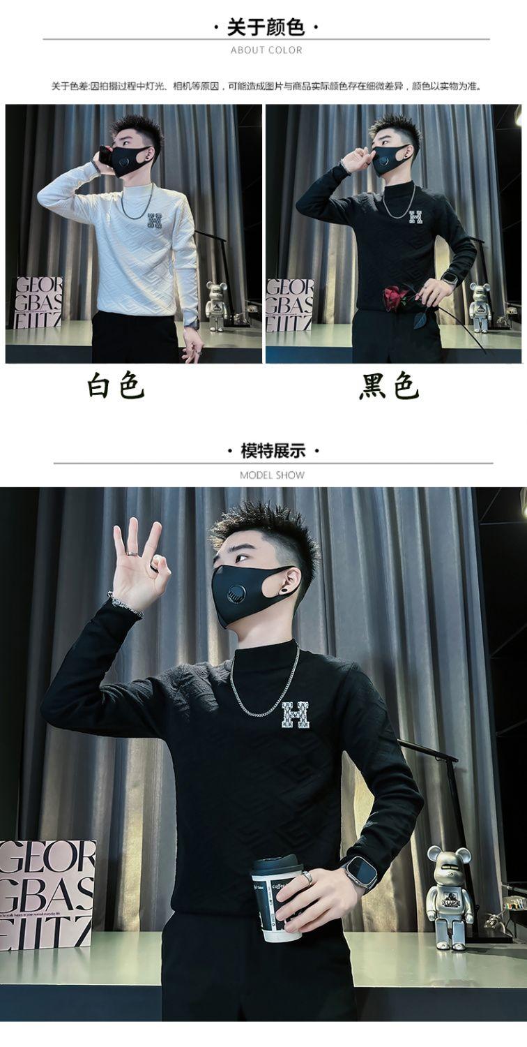 Product Introduction of Half-High Round Neck Sweater Men's Winter Trendy Brand Stylish Jacquard Knitwear 2024 Men's Inner Layer Base Shirt 14