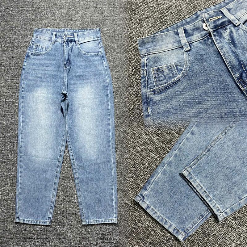 Product Introduction of (BG0441)Quần Jean Baggy Vải Thường (90cm) Mềm Không Co Giãn Kiểu Trơn Lai Cuốn Nữ Women Pants Có Túi Denim Khuy 1