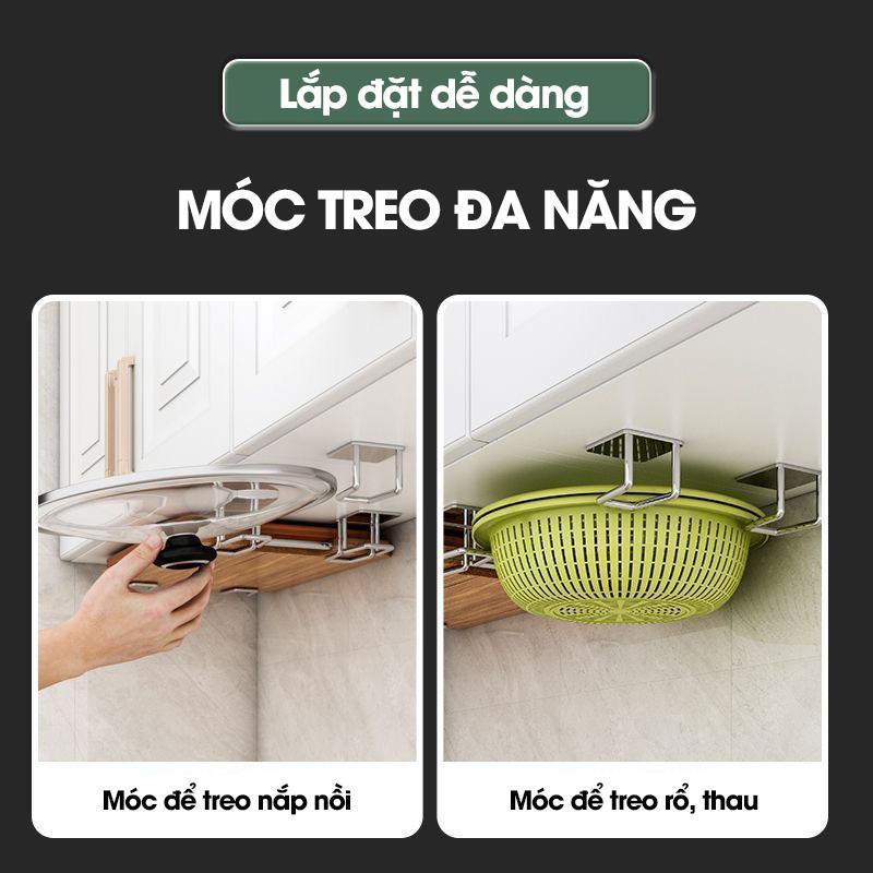 Móc dán tường nhà bếp đa năng RX17 gác nắp nồi, đồ gác nắp vung nồi, treo thớt, treo rổ rá, chất liệu INOX không rỉ 4