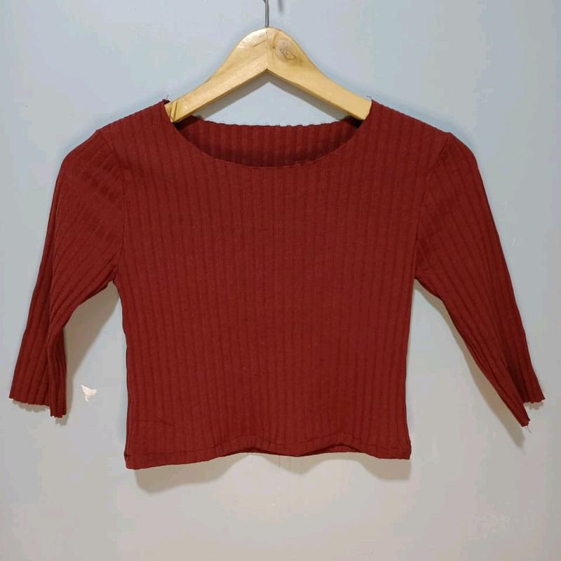 Baju Lidi-Lidi Crop Atasan Wanita Bahan Knit 3