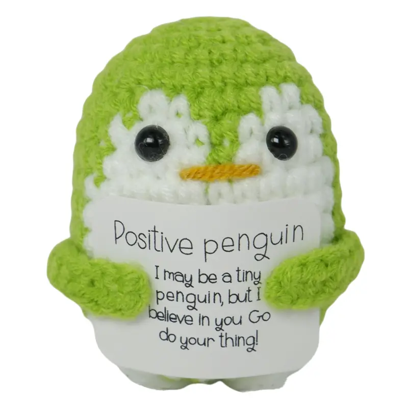 Cute Penguin Design Crochet Ornament, Knitted Penguin Toy with Emotional Support Card, Creative Cute Crochet Ornament for Car Decoration, Bag Pendant, Gift for Her, Girl's Gift, Gift for Mom, Mother's Day Gift, Stuffed Animal, Kids Toys 3