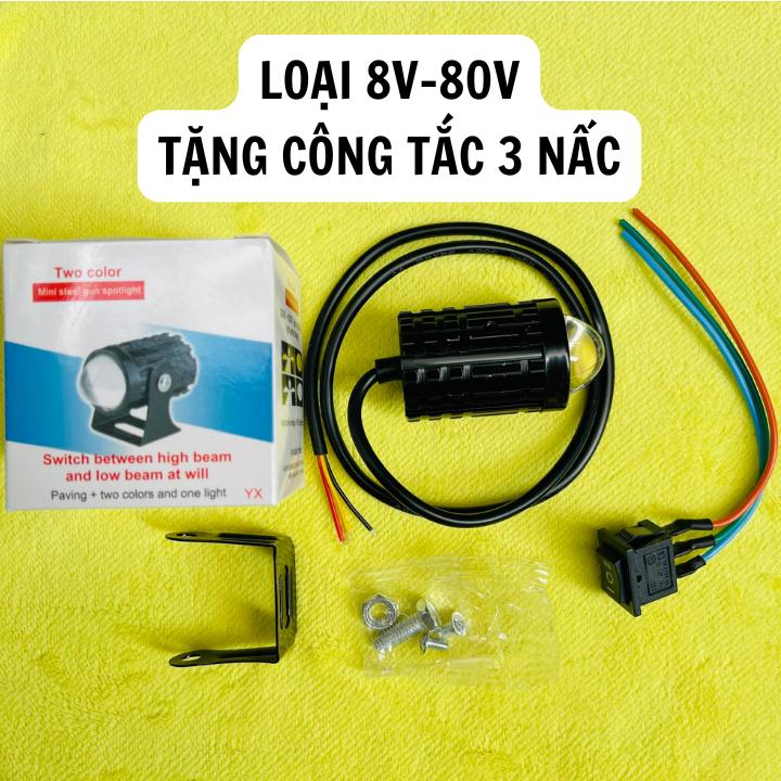 [LOẠI 8V-80V + TẶNG CÔNG TẮC] Đèn Bi Cầu Mini, Đèn Led Trợ Sáng, 2 Chế Độ Màu Cos Vàng Pha Trắng Cho Xe Máy Xe Điện Xe Ô tô (BH 1 Tháng)