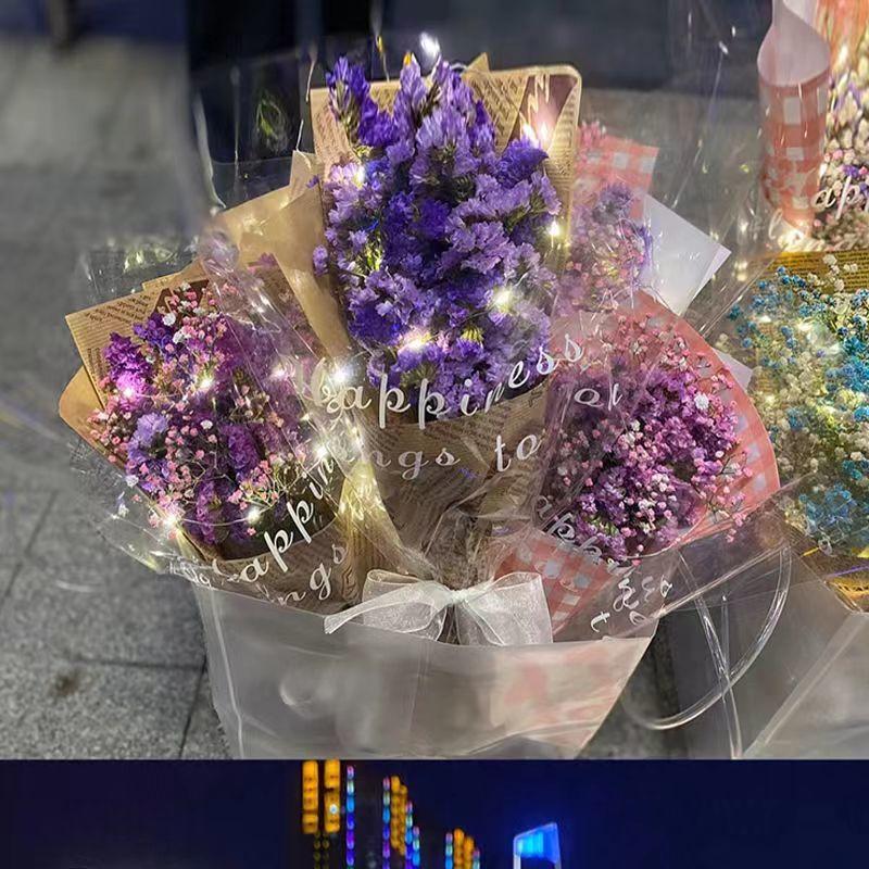 Product Introduction of ถุงบรรจุดอกไม้, ถุงใส่ช่อดอกไม้โปร่งใส, เหมาะสำหรับช่อกุหลาบวันวาเลนไทน์, ถุงหลายใบภาษาอังกฤษ, ถุงช่อดอกไม้เต็มไปด้วยดวงดาว realistic  crochet 10