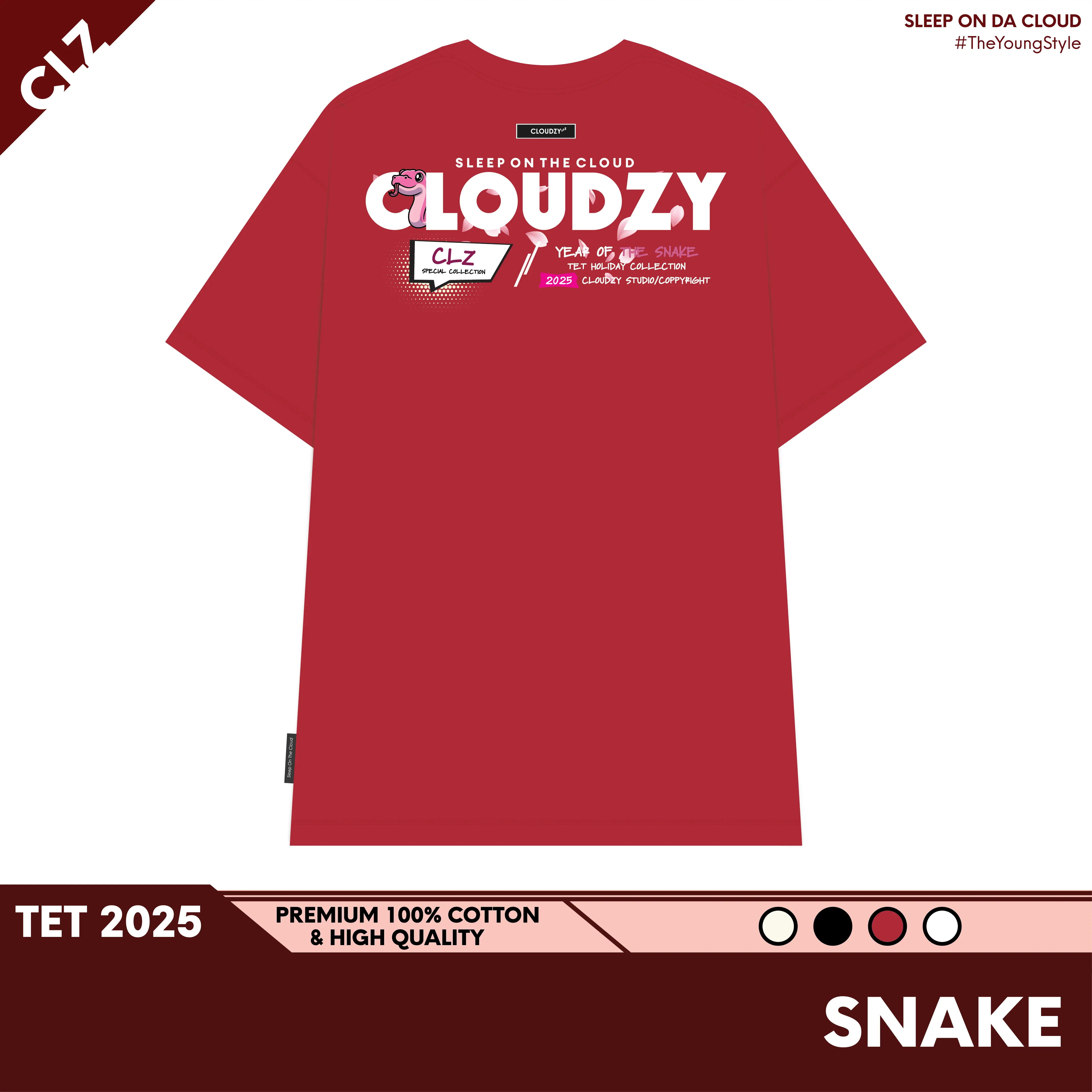 [BST Tết CLZ 2025] Áo thun nữ nam basic unisex tay lỡ thun cotton form rộng local brand Cloudzy chính hãng cổ tròn SNAKE