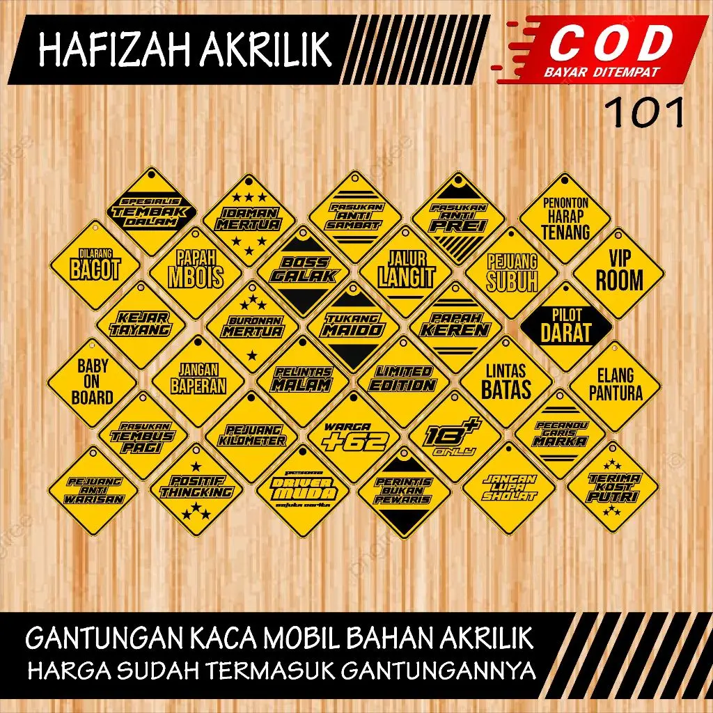 Variasi Gantungan Kaca Mobil Akrilik 2 Sisi Gambar Bolak Balik Depan Belakang Ukuran 9 CM Free Kop Cantolan Perekat - Aksesoris Interior Mobil Gantungan Kaca Mobil / truck /pick up / bus  Viral Terbaru KODE 101 Car Car
