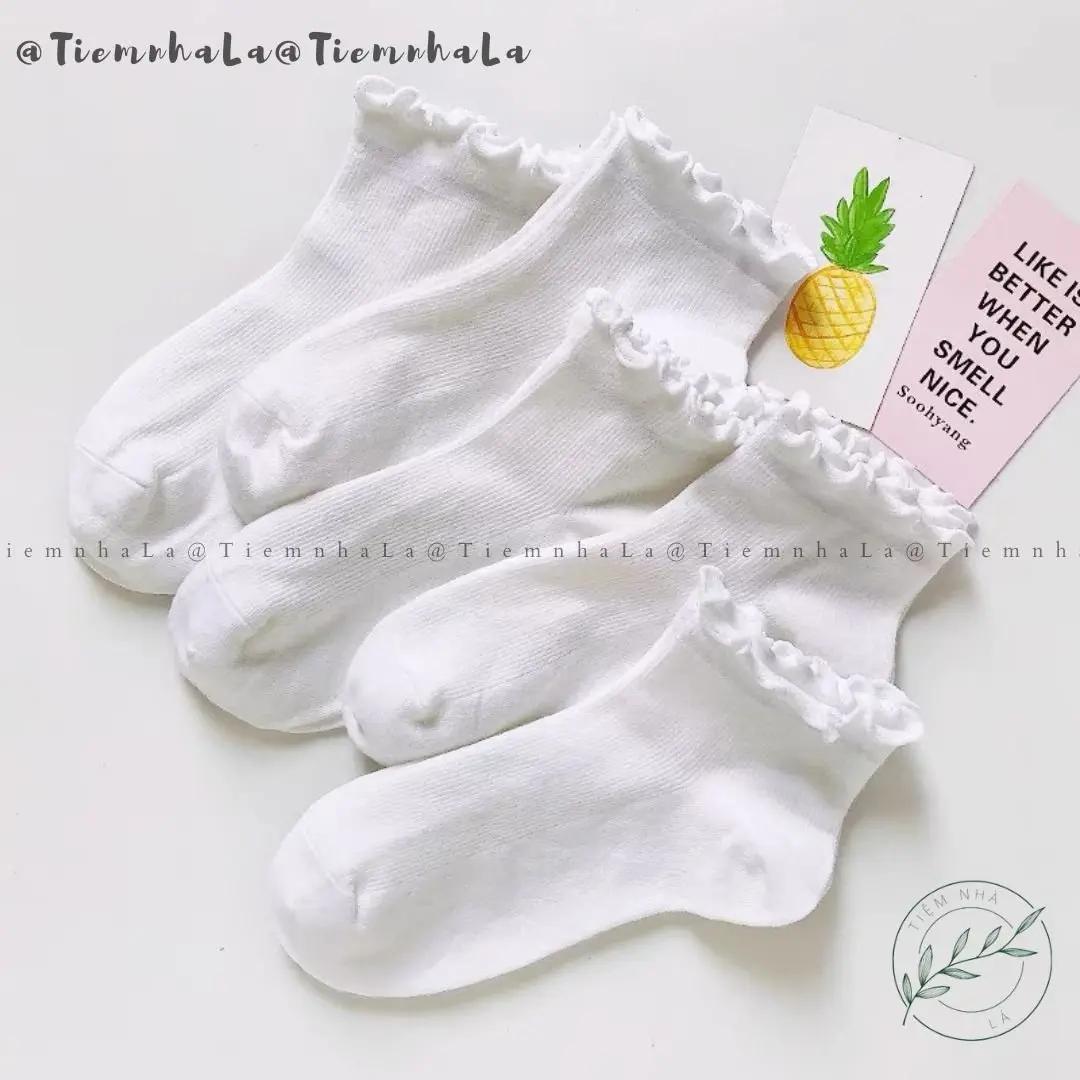 [HÀNG LOẠI 1] Tất/Vớ cổ Nhún phong cách Lolita dễ thương, tất dệt kim cao cấp - màu Trắng, dễ phối đồ