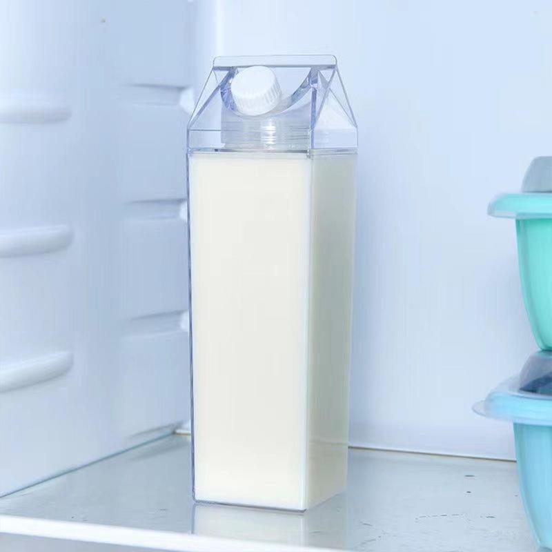 Milk Box Water Bottle (1 Piece), Milk Craton Bottle, 500ml/17.6oz Square Plastic Milk Bottle 6