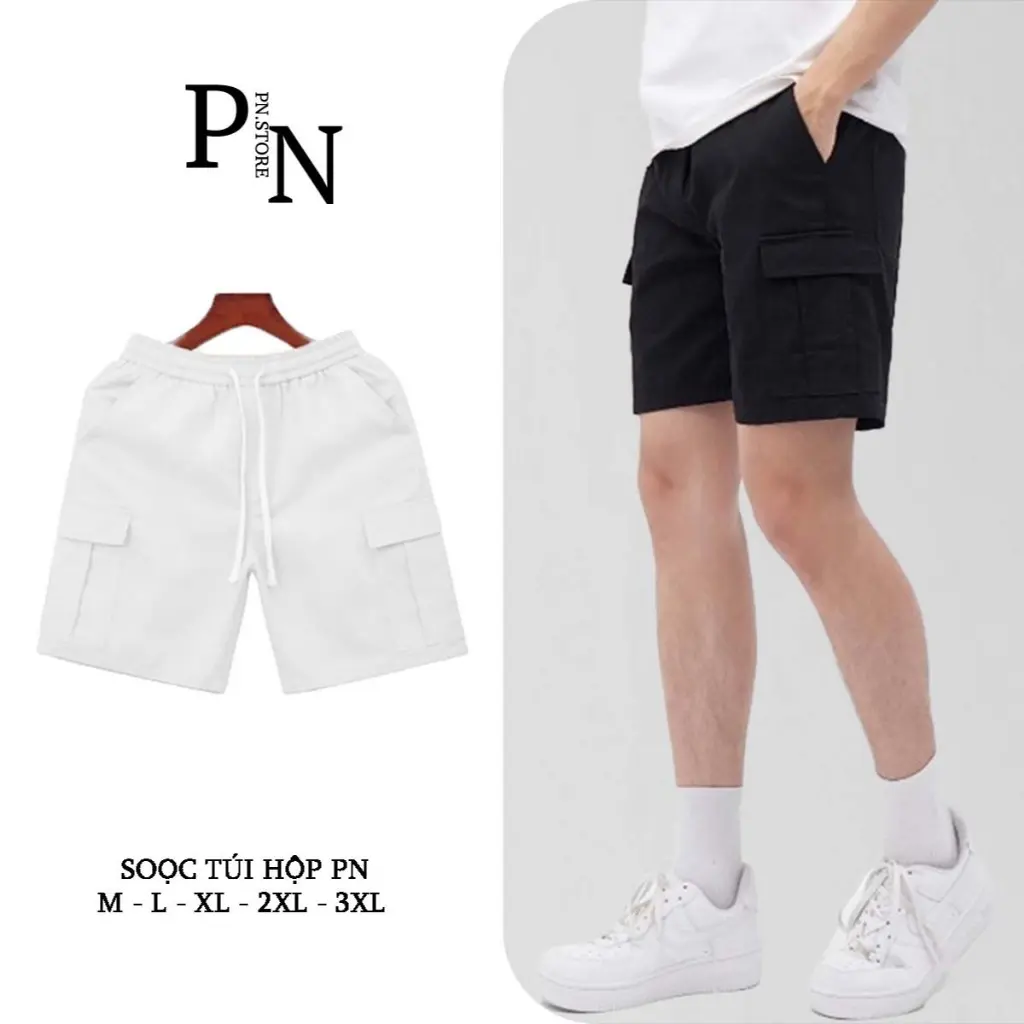 Quần Short PN STORE Kaki Nam Túi Hộp Form Trên Gối Phong Cách Hàn Quốc Trẻ Trung Vải Không Xù QS02