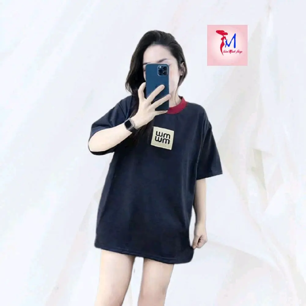 Áo phông cổ pha viền đỏ freesize có 2 màu