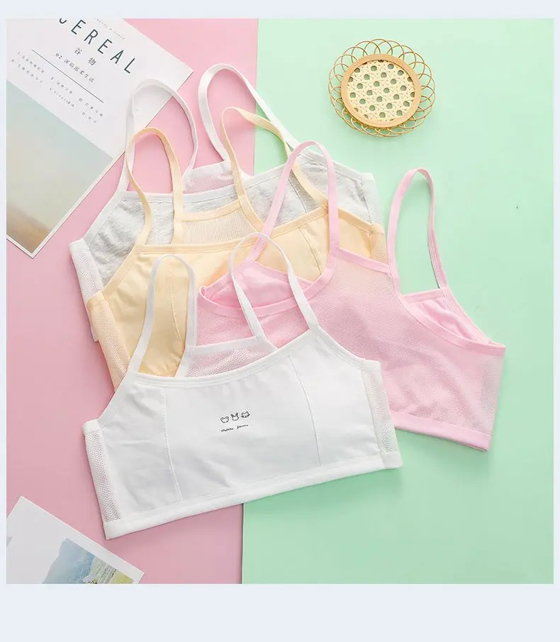 Áo lót học sinh thoáng khí không kèm mút, 2 lớp cotton xinh xắn size L và XL