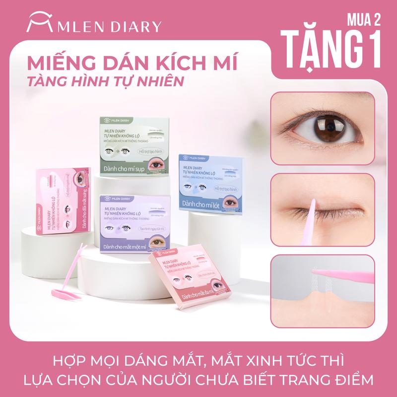 [Mua 2 tặng 1] Mlen Diary - Miếng Dán Kích Mí Tàng Hình Tự Nhiên Phù Hợp Cho Mọi Dáng Mắt, Nhiều Lựa Chọn Dễ Dùng Cho Người Mới Bắt Đầu - Kích Mí Không Gây Lộ, Tự Nhiên Cả Khi Không Makeup