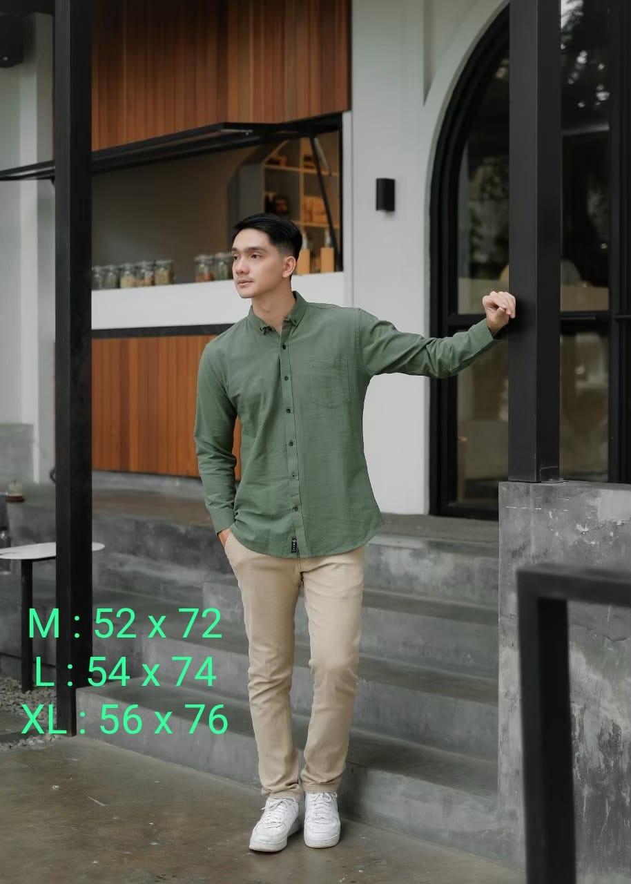 Kemeja Linen Casual Formal Pria Distro Original Ness Lengan Panjang Premium Free Masker
