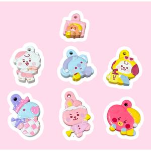 จี้มินิยางนุ่ม, ธีม BT21, เครื่องประดับทำมือ DIY, ของเล่นฝักการ์ตูนอนิเมะ, KOYA, RJ, SHOOKY, MANG, CHIMMY, TATA, COOKY, ขนาด 3.2 ซม., ขายจำนวนมาก