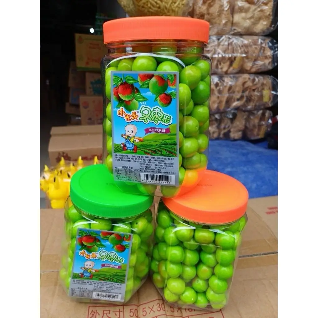 [Hộp 650g ~ 150 viên] Kẹo cao su nhai hình quả táo, quả nhót huyền thoại Snack Chua Ăn Vặt Nho Candy
