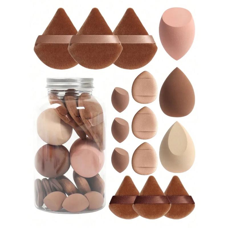 Product Introduction of 14PCs velvet powder puff & makeup sponge set-skin-friendly, dual-use wet/dry blenders for flawless foundation application 8
